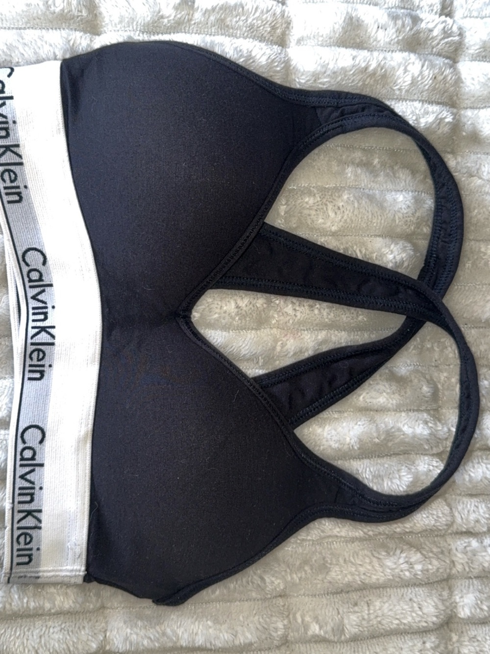 Calvin Klein Black Bralette/Sports Bra with White Logo Band - Picture 9 of 9